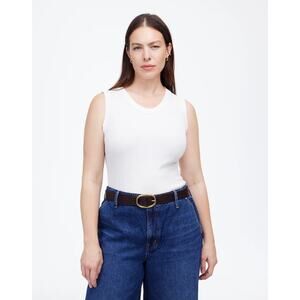 NWT Madewell Re)generative Cotton Ribbed High V-Neck Tank In White Size M